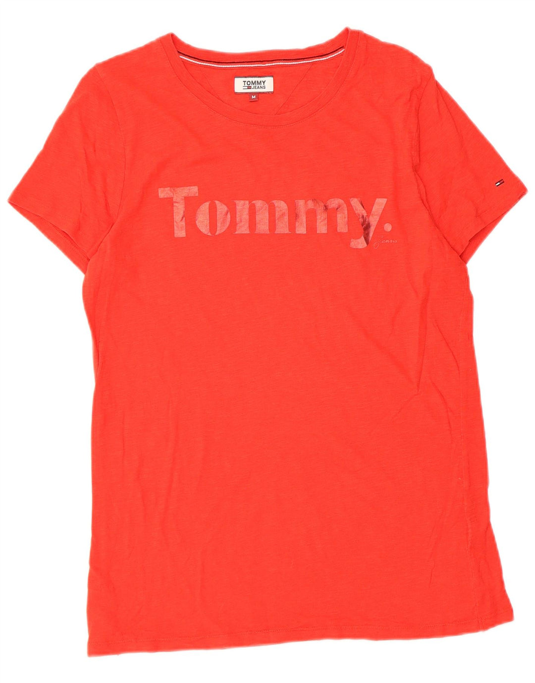 T-shirt grafica da donna Tommy Hilfiger Top UK 12 rosso medio
