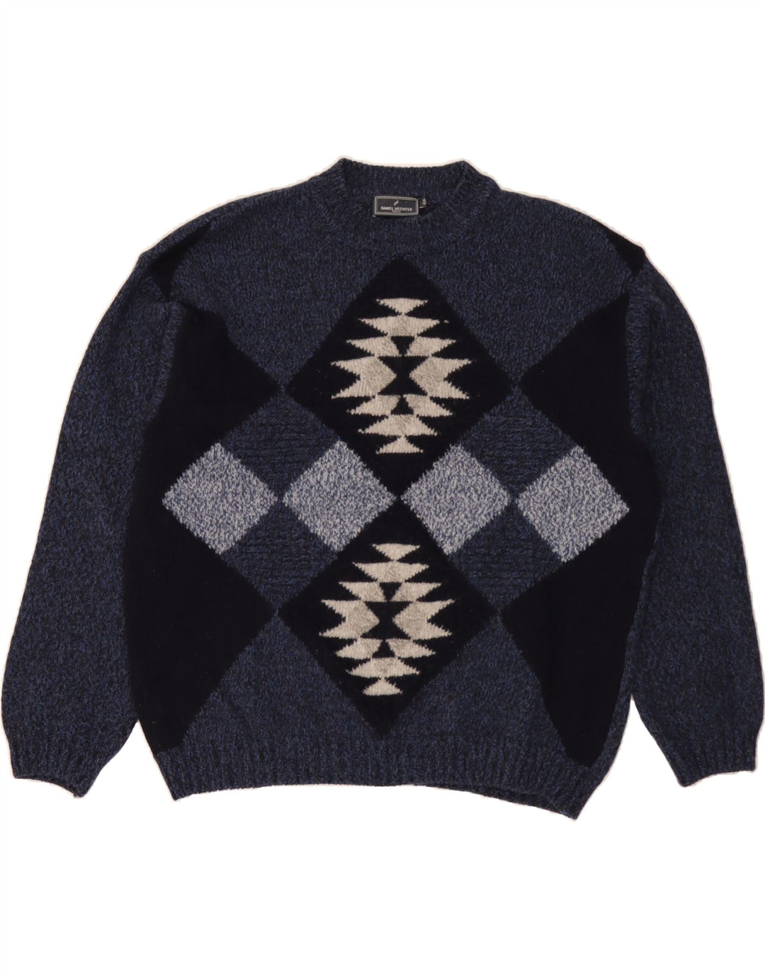 DANIEL HECHTER Mens Crew Neck Jumper Sweater IT 50 Medium Navy Blue Vintage Daniel Hechter and Second-Hand Daniel Hechter from Messina Hembry 