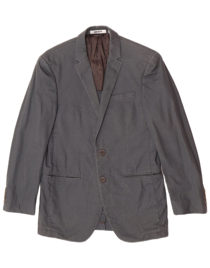 Giacca blazer da uomo a 2 bottoni Dkny UK 36 piccola in cotone grigio