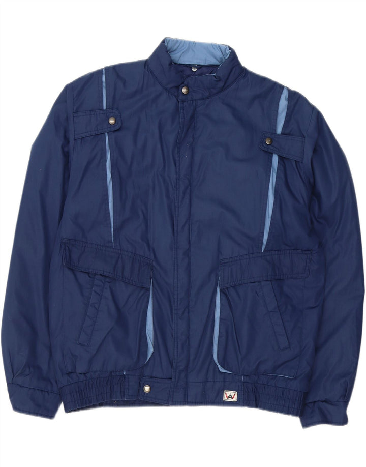 VINTAGE Mens Bomber Jacket IT 52 XL Navy Blue Polyester Vintage Vintage and Second-Hand Vintage from Messina Hembry 