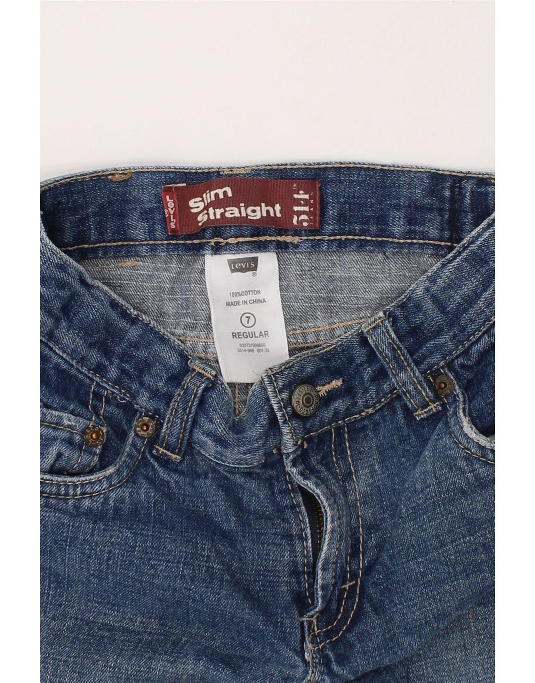 LEVI'S Boys 511 Straight Slim Jeans 6-7 Years W23 L20  Blue Cotton Vintage Levi's and Second-Hand Levi's from Messina Hembry 