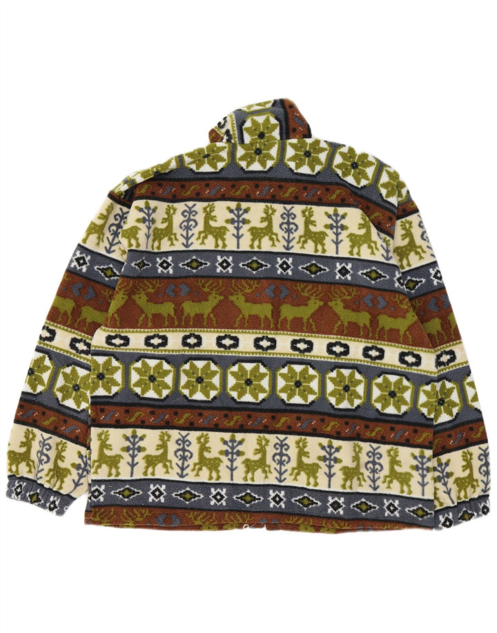 Maglione in pile vintage da uomo con zip e collo, Fair Isle, colore medio multicolore