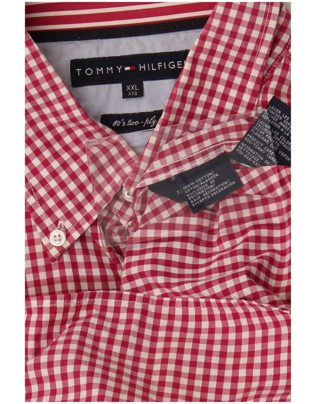 Camicia da uomo Tommy Hilfiger 2XL cotone a quadretti rossi