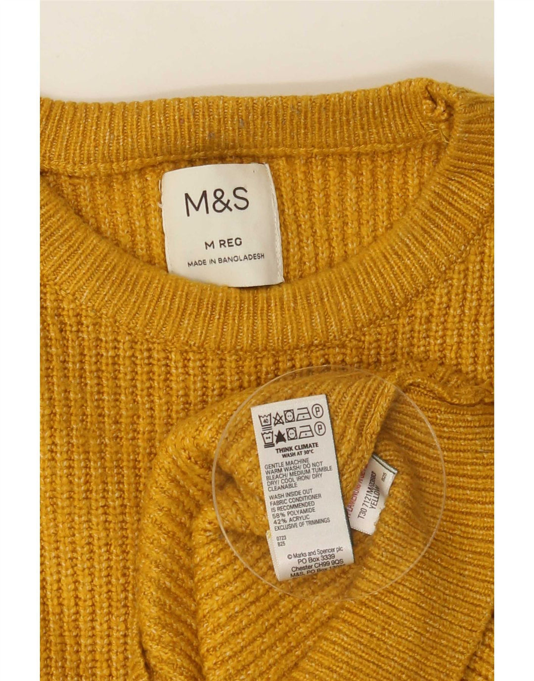 Maglione maglione girocollo da uomo Marks & Spencer giallo medio in poliammide