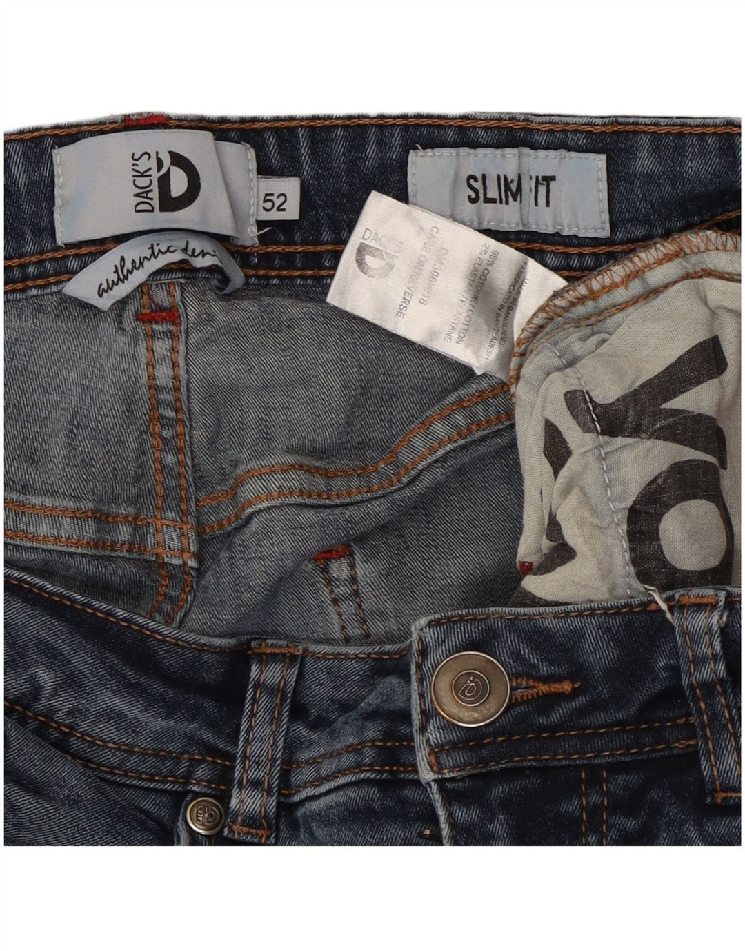 Jeans slim da uomo Dack IT 52 XL W36 L30 Blu cotone