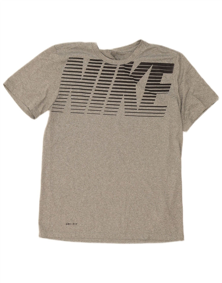 T-shirt grafica Nike Dri Fit da uomo in poliestere grigio medio