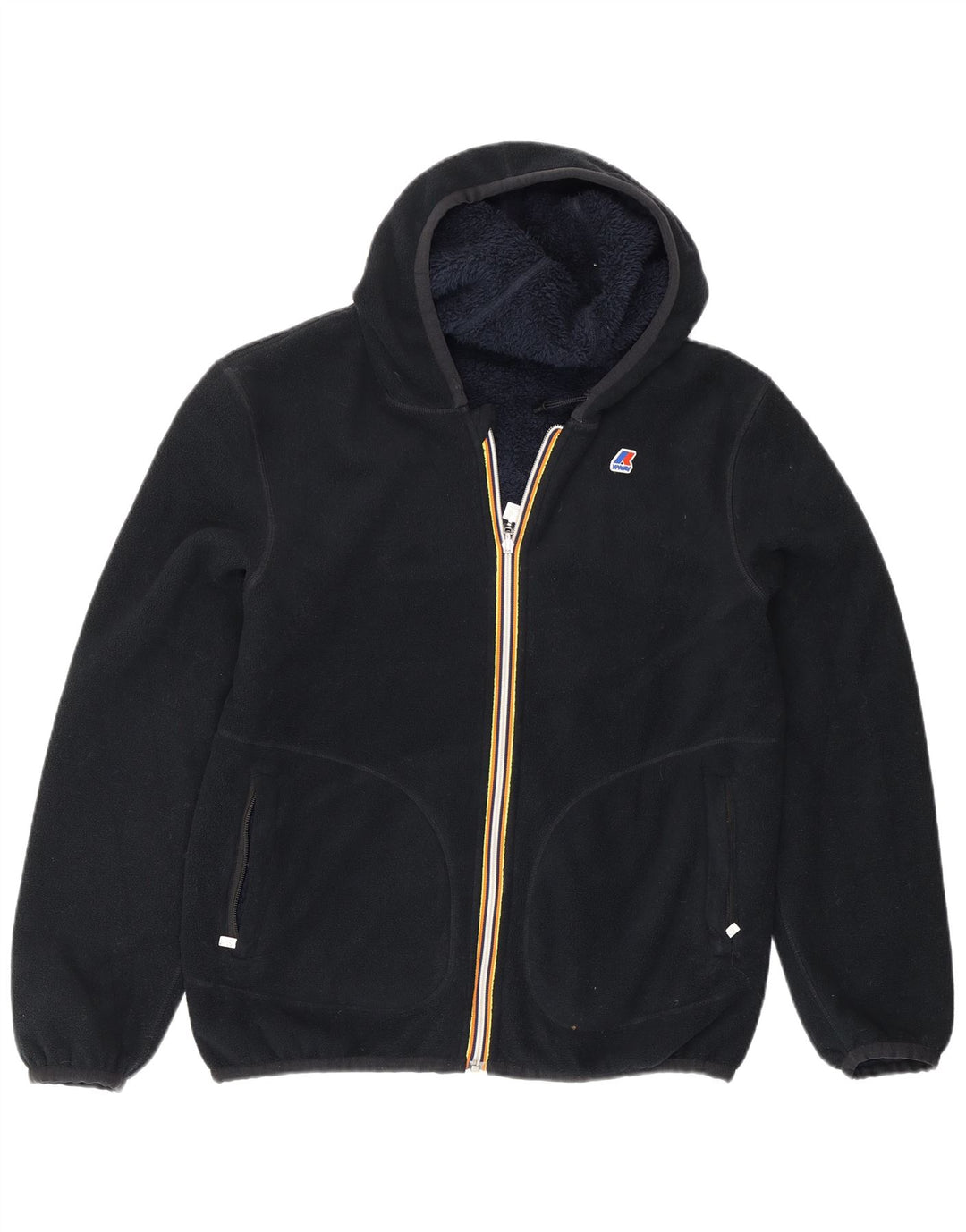 Giacca in pile reversibile con cappuccio da uomo K-Way UK 40 Large in poliestere blu navy