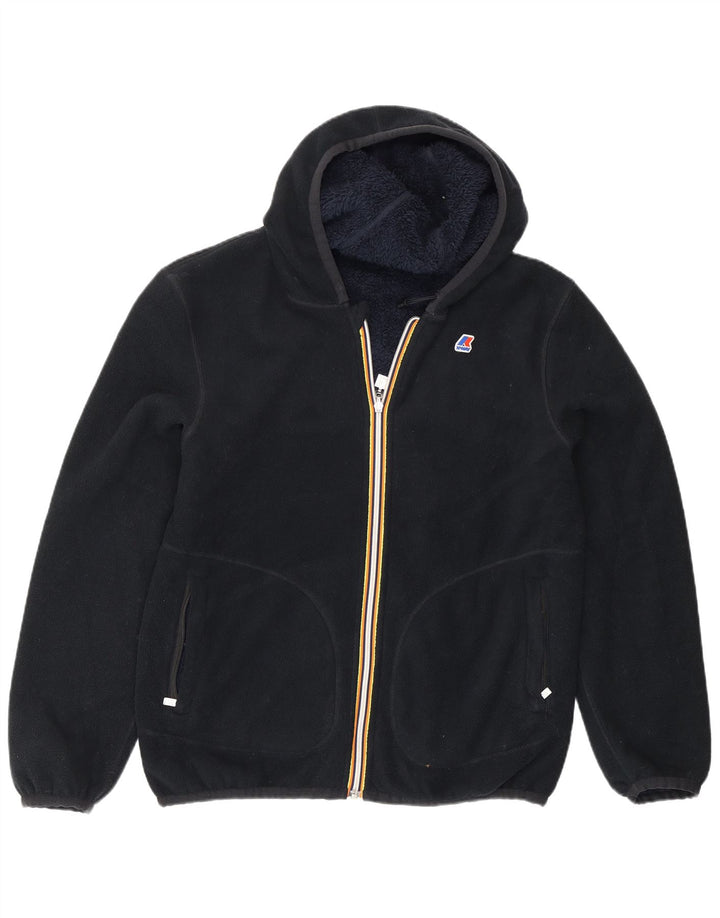 Giacca in pile reversibile con cappuccio da uomo K-Way UK 40 Large in poliestere blu navy
