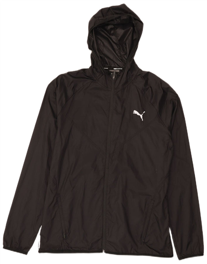 Puma Giacca da corsa da uomo con cappuccio da corsa, media, in nylon nero