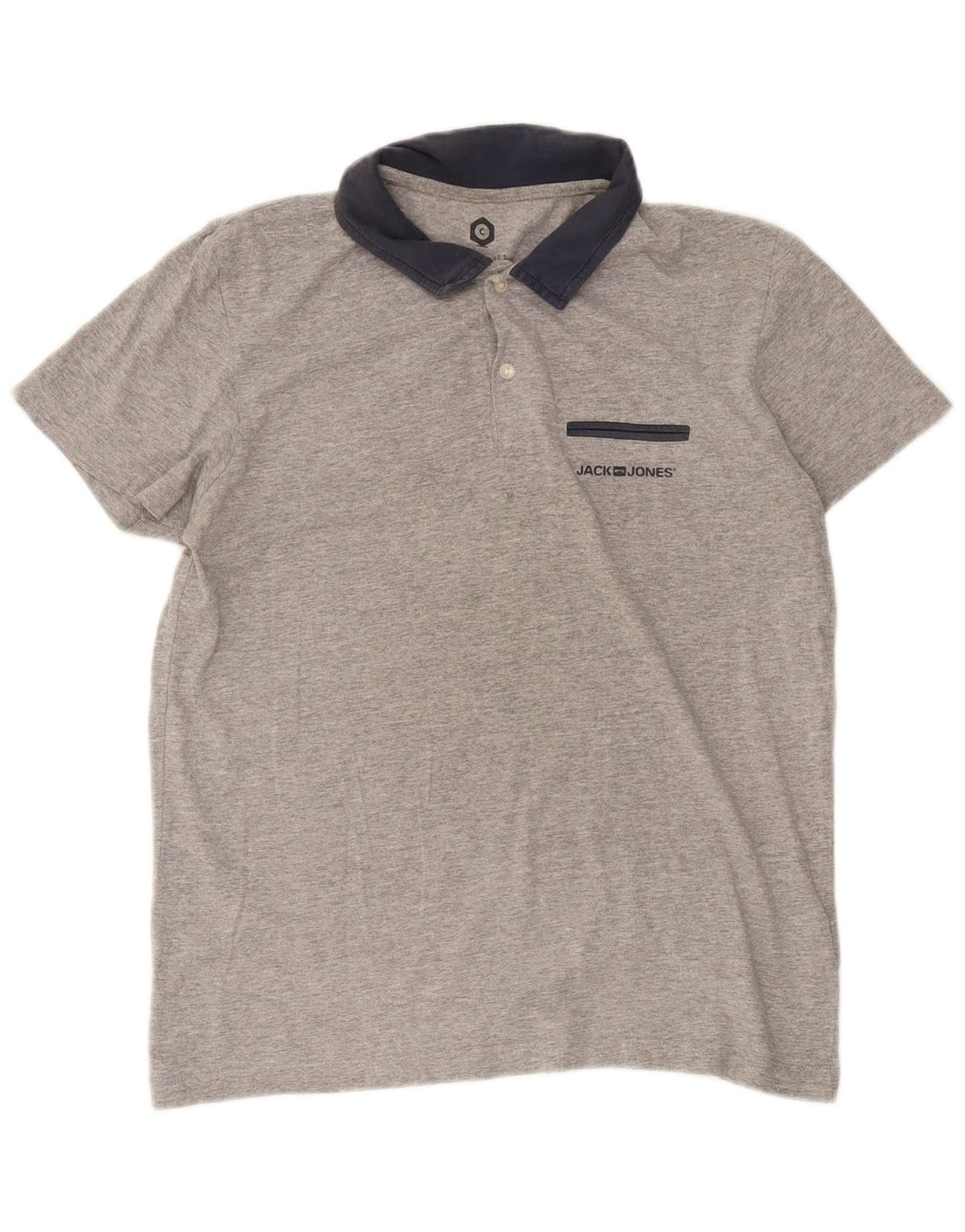 Polo da uomo Jack & Jones in cotone color block grigio medio