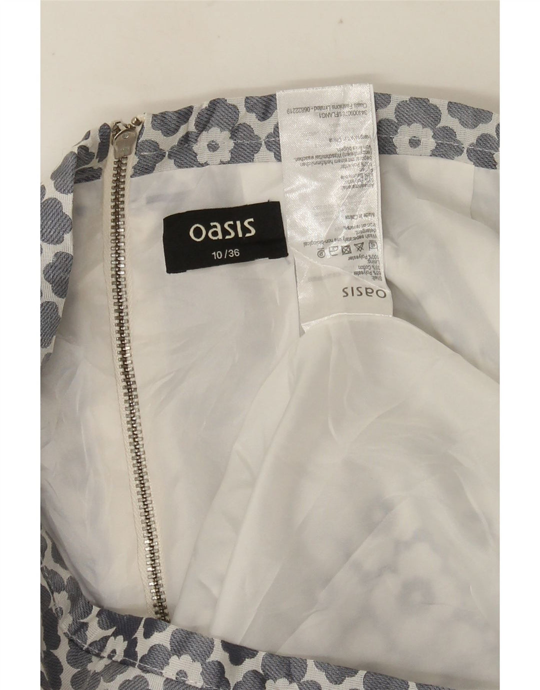 Minigonna da donna Oasis UK 10 piccola W28 poliestere floreale grigio