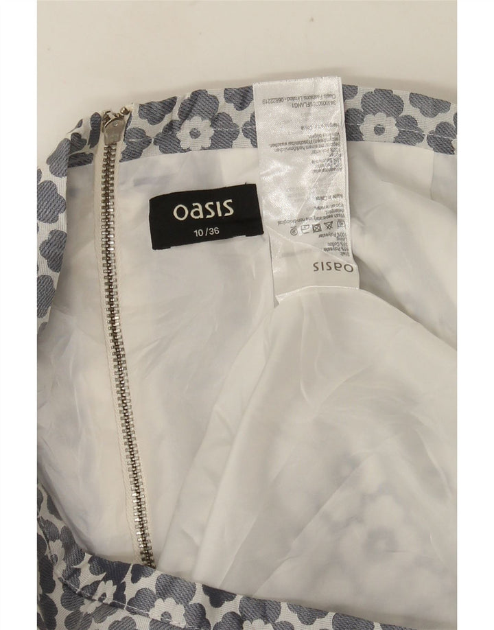 Minigonna da donna Oasis UK 10 piccola W28 poliestere floreale grigio