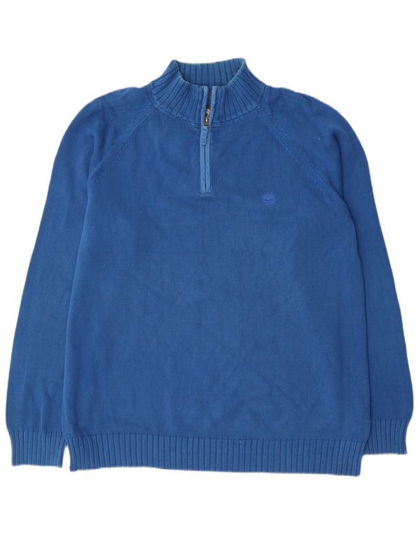 Maglione maglione con collo con zip vestibilità regolare da uomo TIMBERLAND 2XL cotone blu