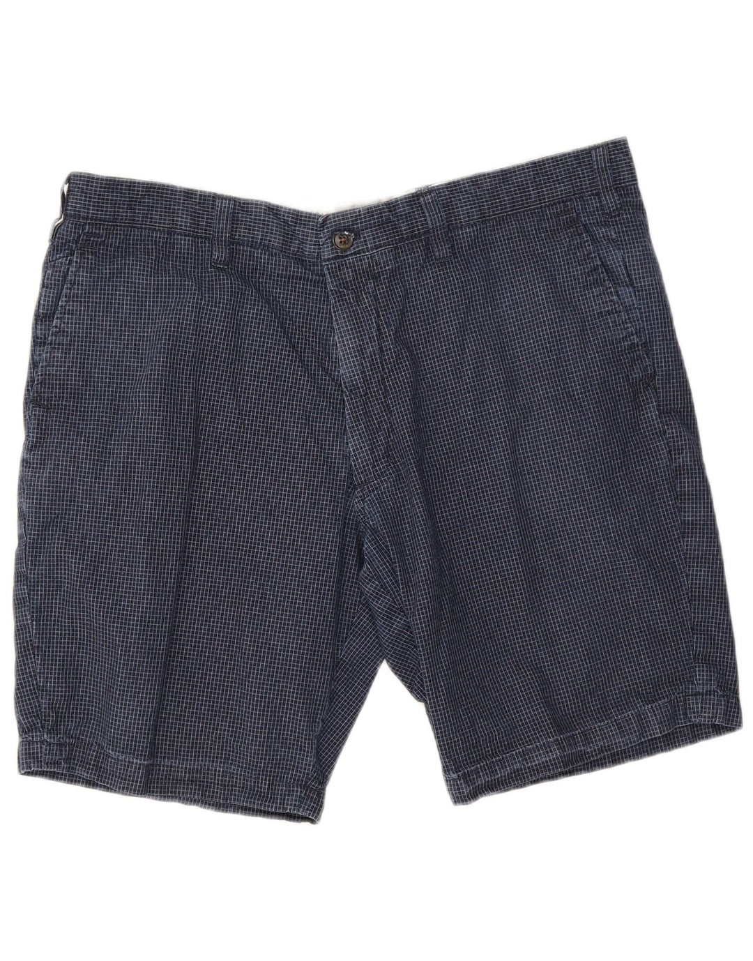 Pantaloncini chino da uomo Marks & Spencer W38 XL cotone a quadri blu navy