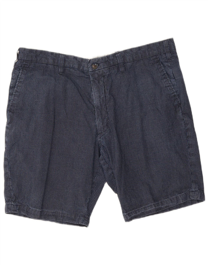 Pantaloncini chino da uomo Marks & Spencer W38 XL cotone a quadri blu navy
