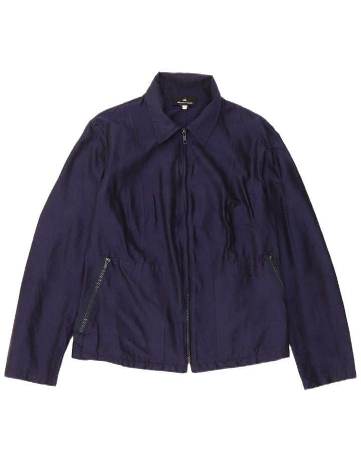 Giubbotto Bomber Donna Alberto Biani IT 46 Large Blu Navy Seta