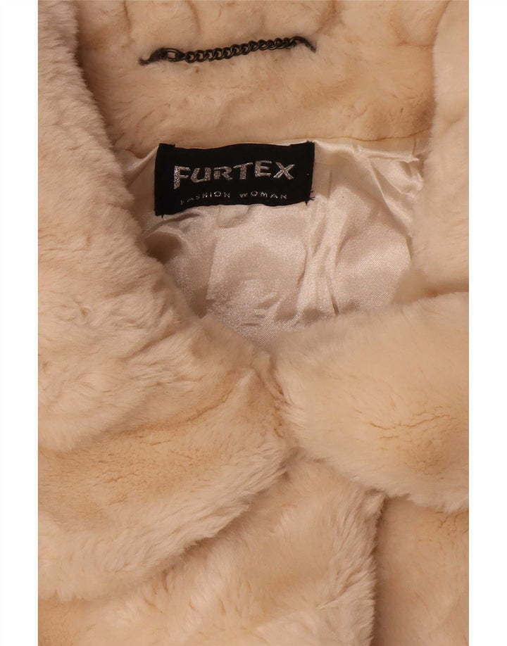 Giacca in pelliccia vintage da donna UK 16 grande beige
