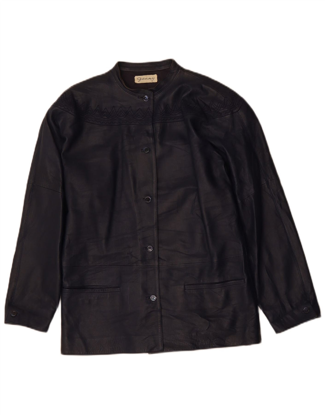 GENNY Giacca in pelle oversize da donna EU 34 XS Blu navy