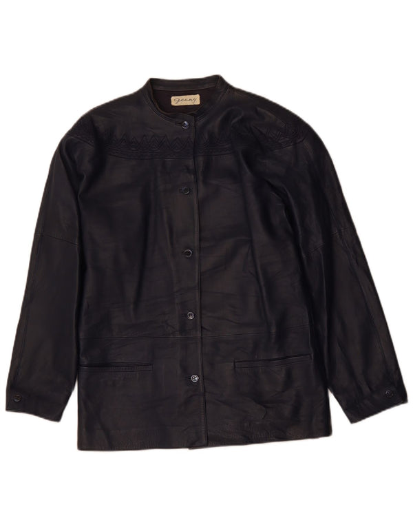 GENNY Giacca in pelle oversize da donna EU 34 XS Blu navy