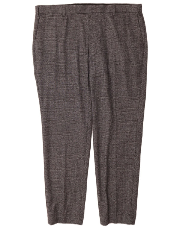 Pantaloni da abito dritti su misura da uomo Marks & Spencer W40 L31 a quadri grigi