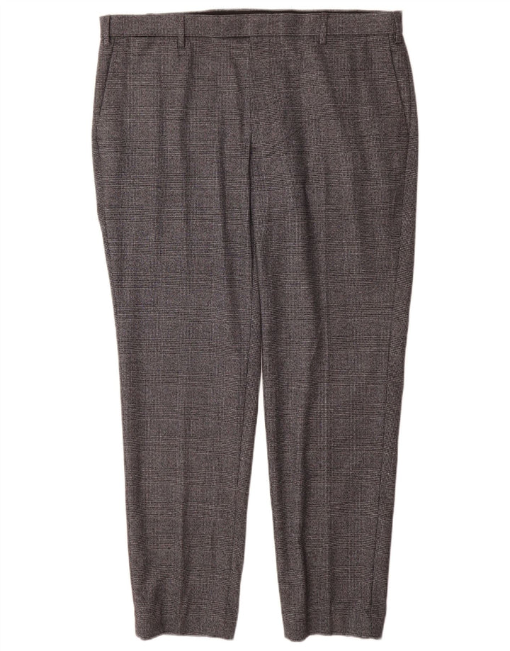 Pantaloni da abito dritti su misura da uomo Marks & Spencer W40 L31 a quadri grigi
