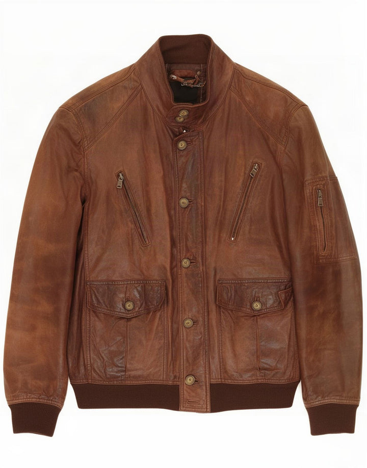 Giacca in pelle da uomo Milestone IT 52 XL Marrone