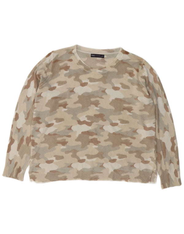 Maglione maglione con scollo a barca da donna Marks & Spencer UK 18 XL grigio mimetico