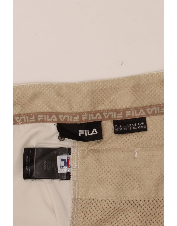 FILA Womens Straight Cropped Trousers UK 16 Large W38 L25 White Polyester Vintage Fila and Second-Hand Fila from Messina Hembry 