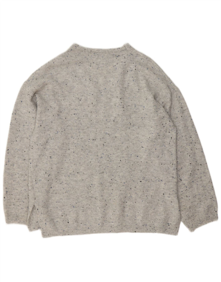 Maglione maglione con scollo a V da donna Marks & Spencer UK 14 Grigio medio chiazzato
