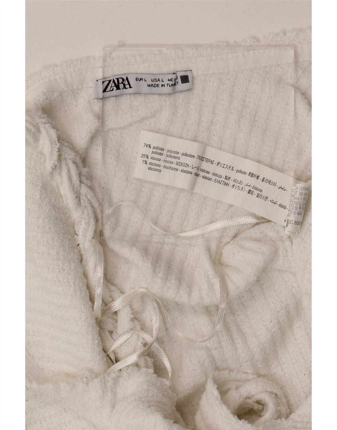 Abito a trapezio senza maniche da donna Zara UK 14 grande poliestere bianco