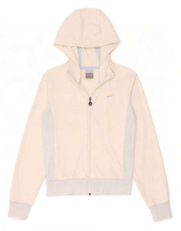 Felpa con cappuccio e zip da donna Nike UK 16/18 XL cotone color block bianco