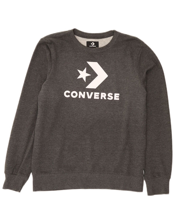 Felpa con grafica Converse per ragazzi, 13-14 anni, XL, cotone screziato grigio