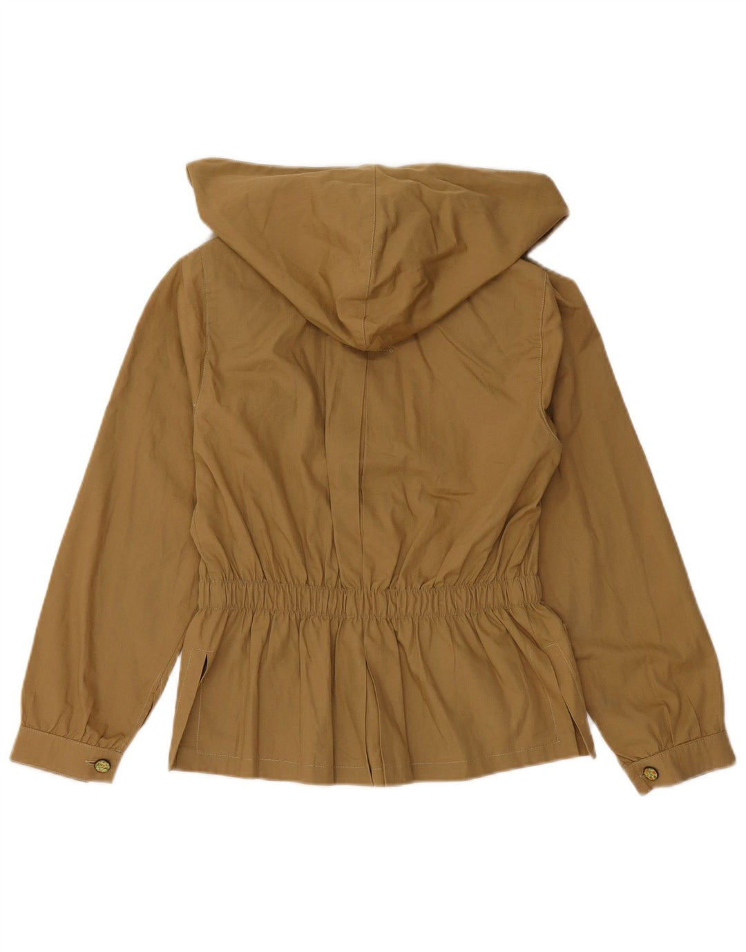 Giacca blazer con cappuccio a 4 bottoni da donna VINTAGE taglia 6 2XS cotone marrone