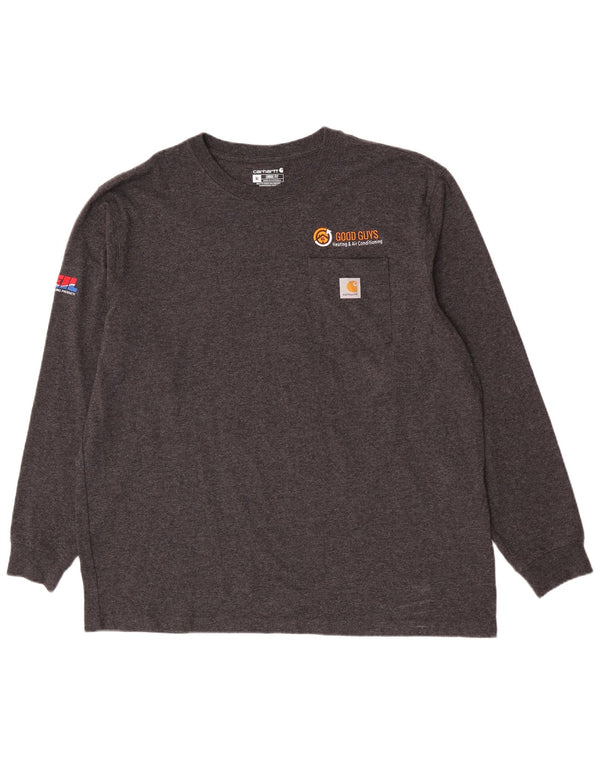 Carhartt Top da uomo con vestibilità ampia e grafica a maniche lunghe XL in cotone grigio