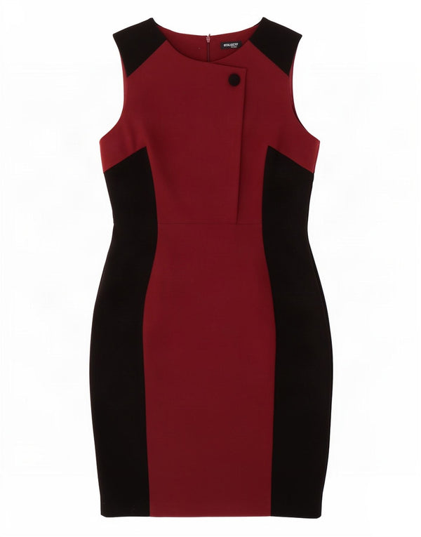 Debenhams Womens Sleeveless Sheath Dress UK 16 Large Burgundy Colourblock