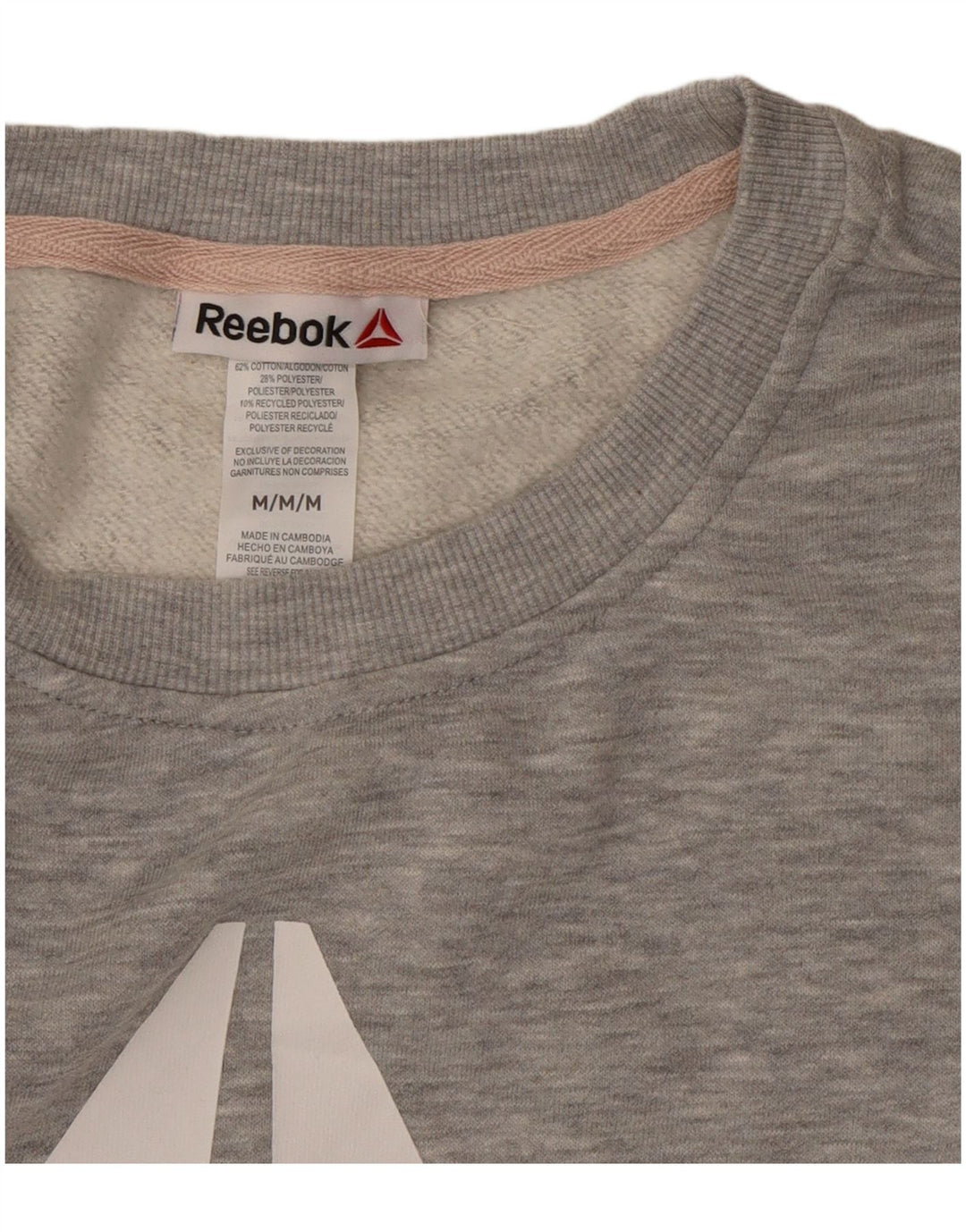 Felpa con grafica Reebok da donna, maglione UK 14, color grigio medio