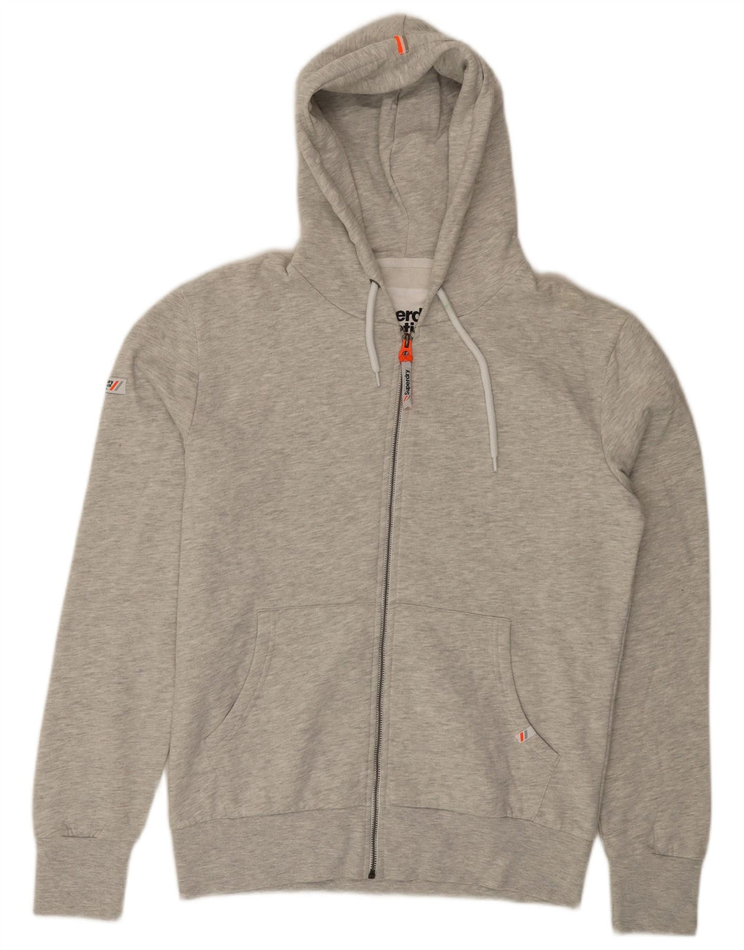 Maglione con cappuccio e zip da uomo SUPERDRY grande cotone chiazzato grigio