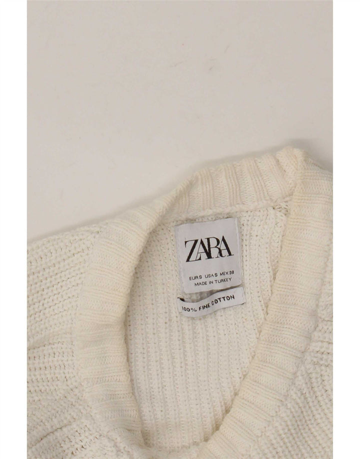 Maglione girocollo da uomo Zara piccolo in cotone bianco
