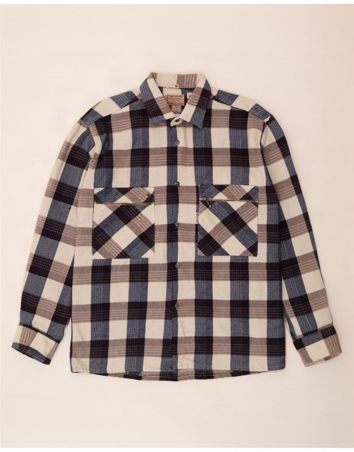 Camicia vintage da uomo in flanella a quadri multicolore medio