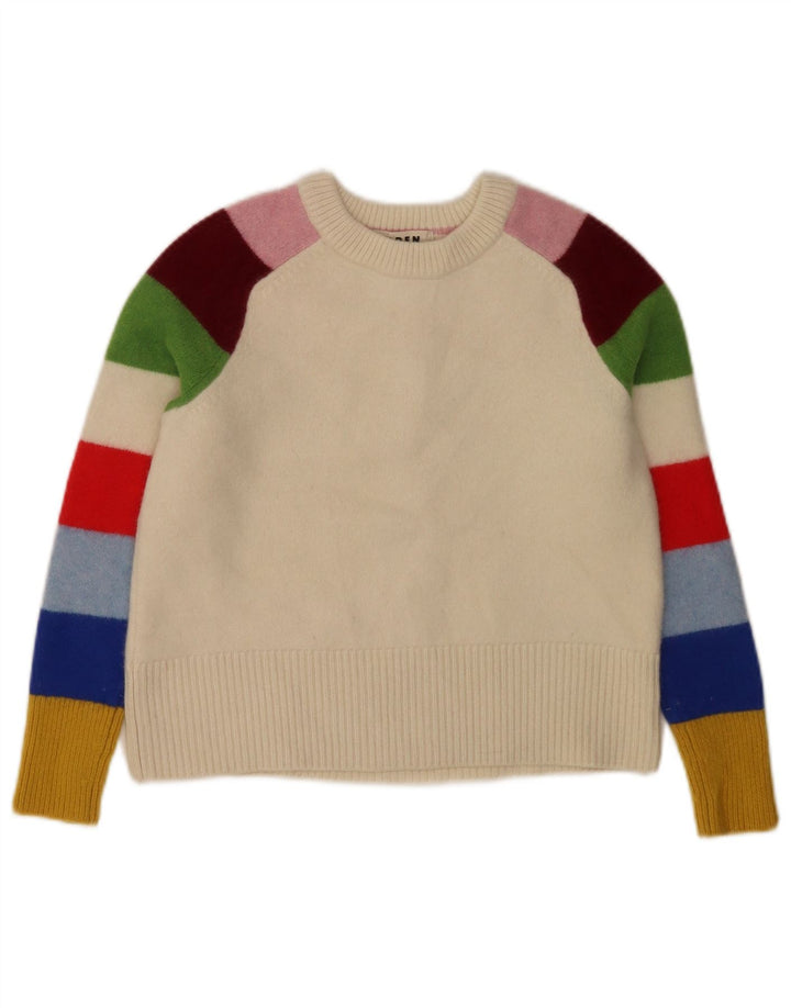 Maglione maglione girocollo per ragazze Boden 8-9 anni blocco colore bianco medio