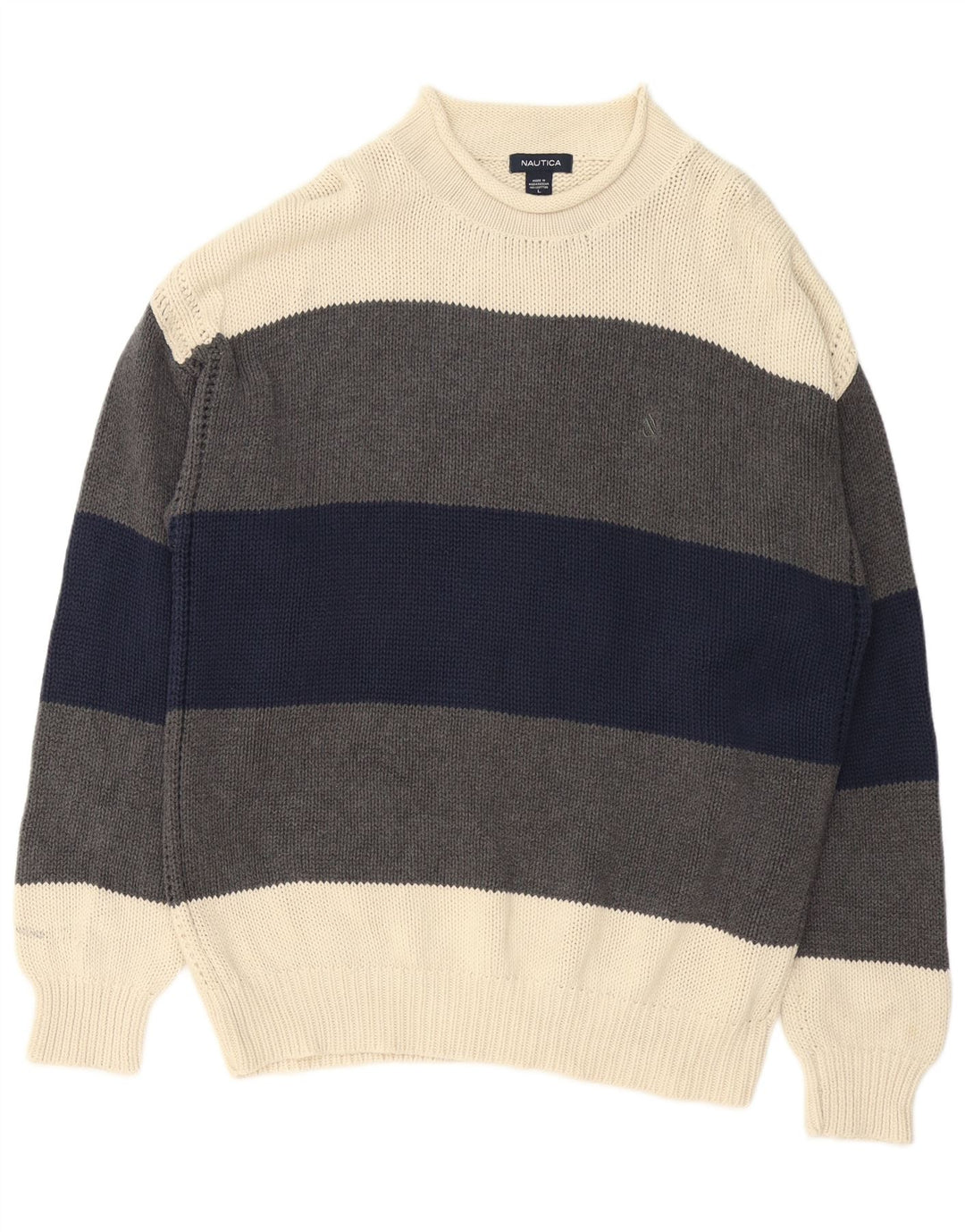 Maglione da uomo Nautica con collo alto e maglione grande in cotone color block grigio