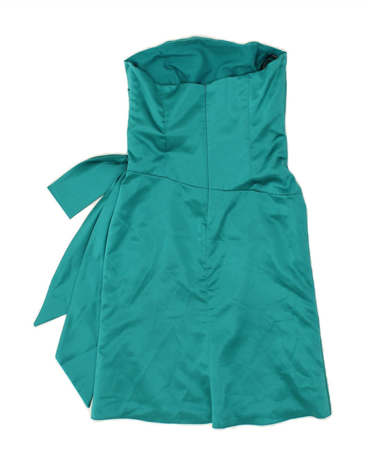 DESSY COLLECTION Womens Strapless Dress UK 12 Medium Turquoise Polyester Vintage Dessy Collection and Second-Hand Dessy Collection from Messina Hembry 