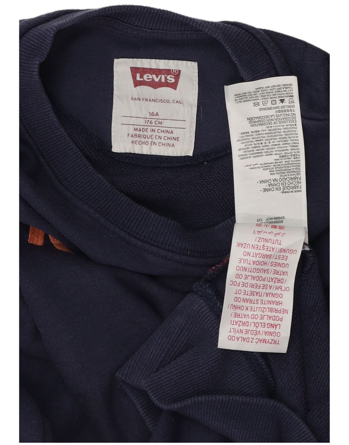 LEVI'S Boys Graphic Sweatshirt Jumper 15-16 Years Navy Blue Cotton