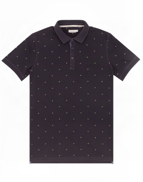 Polo grafica da uomo Calvin Klein Jeans media cotone maculato blu navy