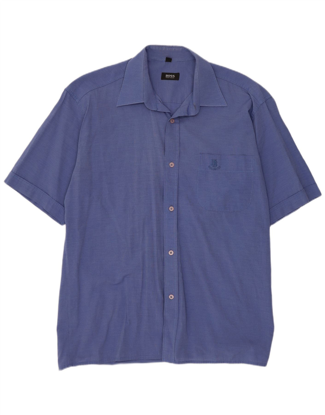 Camicia da uomo a maniche corte con vestibilità regolare Hugo Boss in cotone blu medio