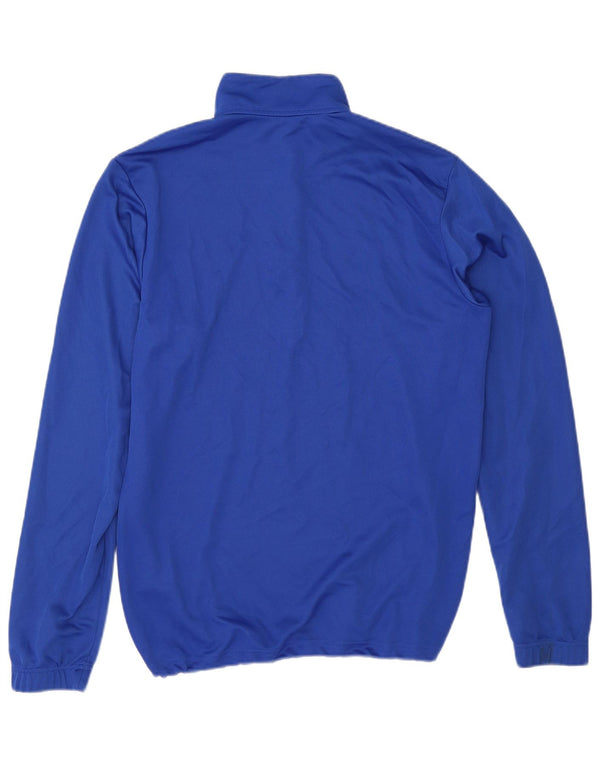 Adidas Uomo Leeds United FC Zip Neck Graphic Top Manica lunga Blu medio