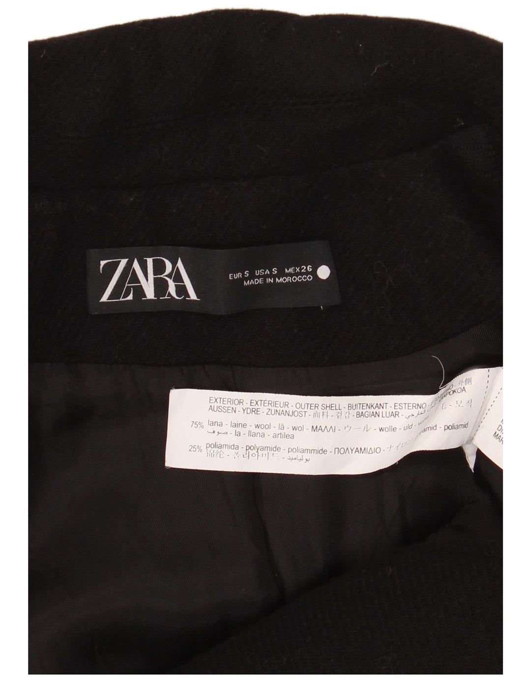Soprabito Zara da donna UK 10 piccolo in lana nera