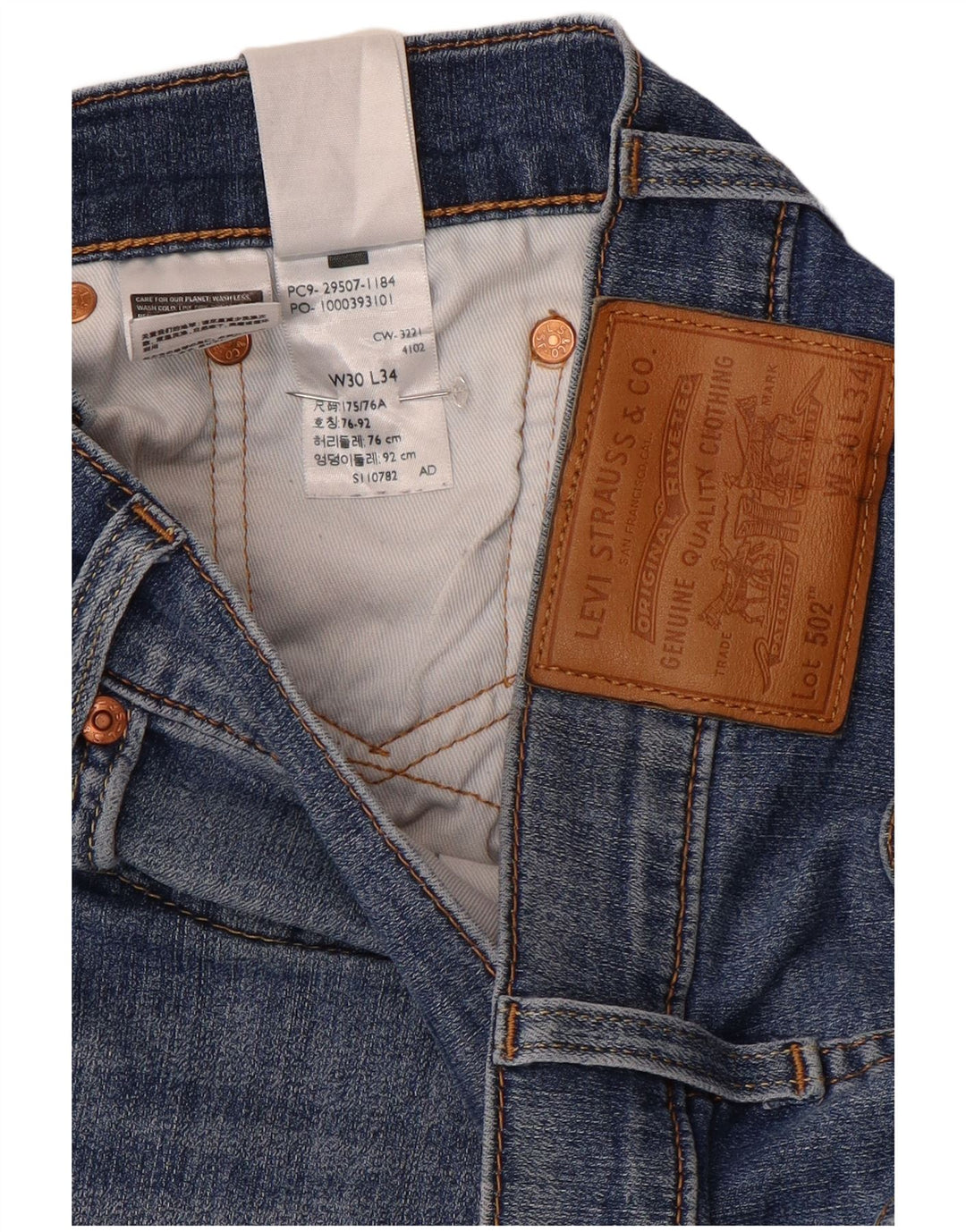 Levi's Uomo 502 Jeans affusolati W30 L34 Cotone blu
