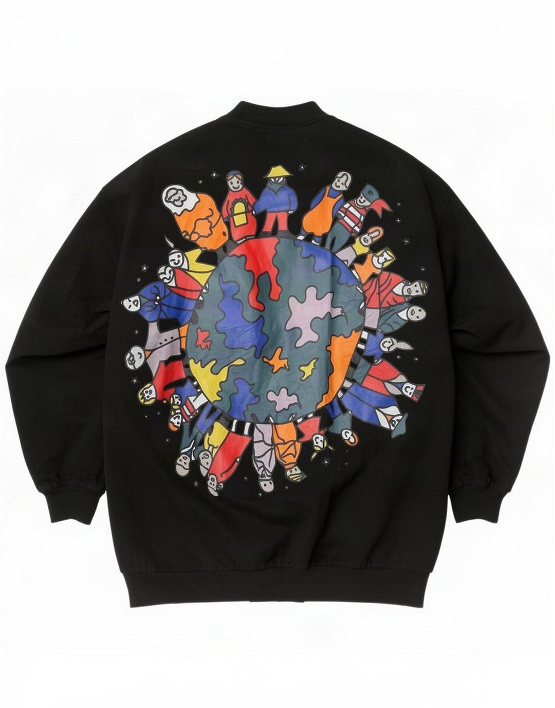 Giubbotto bomber oversize con grafica vintage da donna UK 18 XL Nero