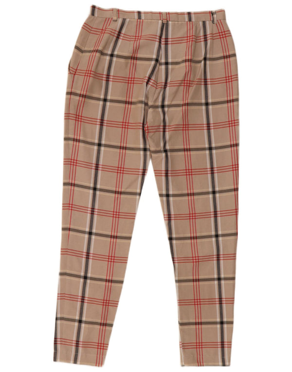 MAX MARA Womens Slim Chino Trousers UK 8 Small W28 L27 Beige Check Cotton